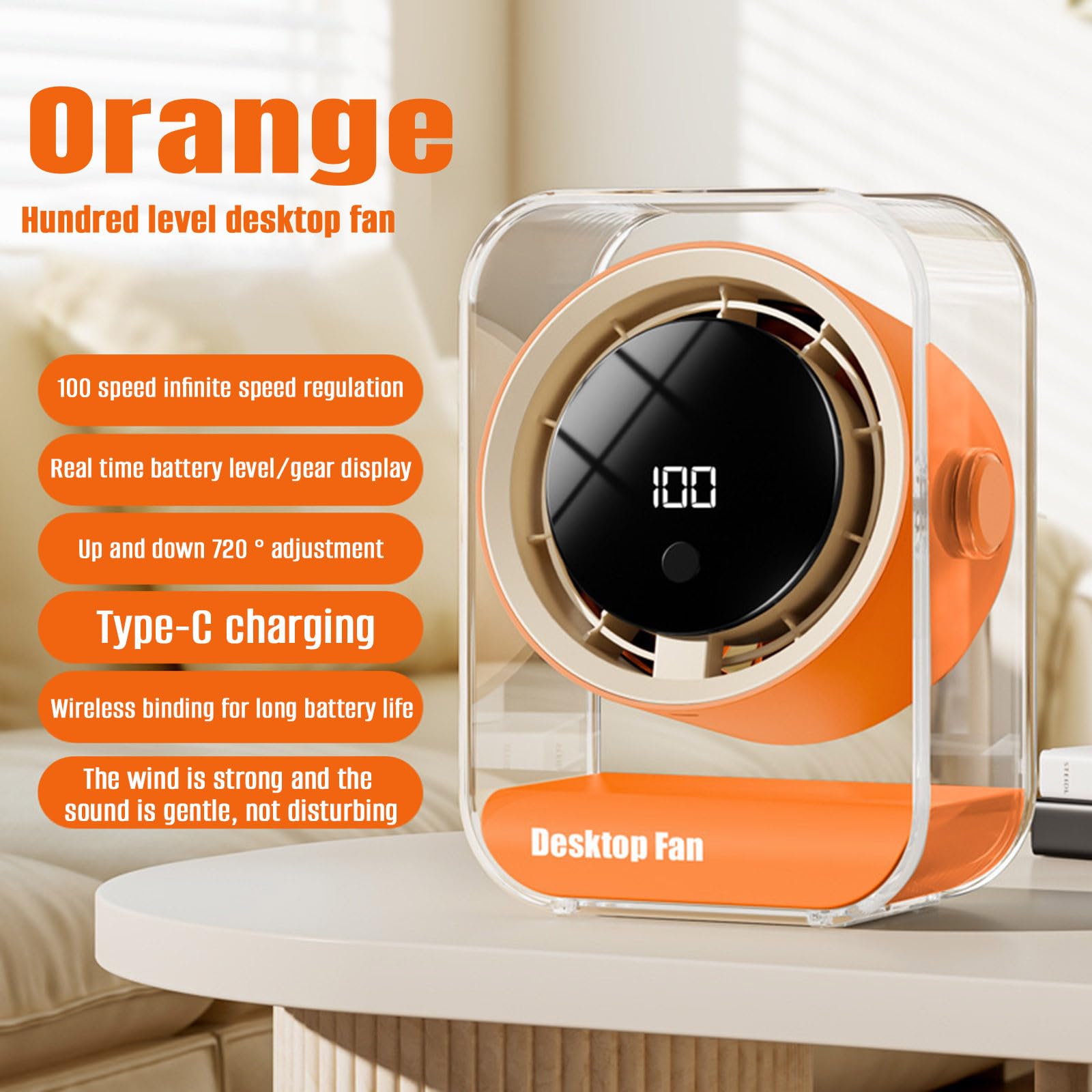 Desktop Fan USB Rechargeable Small Portable Fan Quiet Operation Adjustable Angle Compact Size for Home Office Travel Use ONE SIZE помаранчевий
Desktop Fan USB Rechargeable Small Portable Fan Quiet Operation Adjustable Angle Compact Size for Home Office Travel Use ONE SIZE помаранчевий