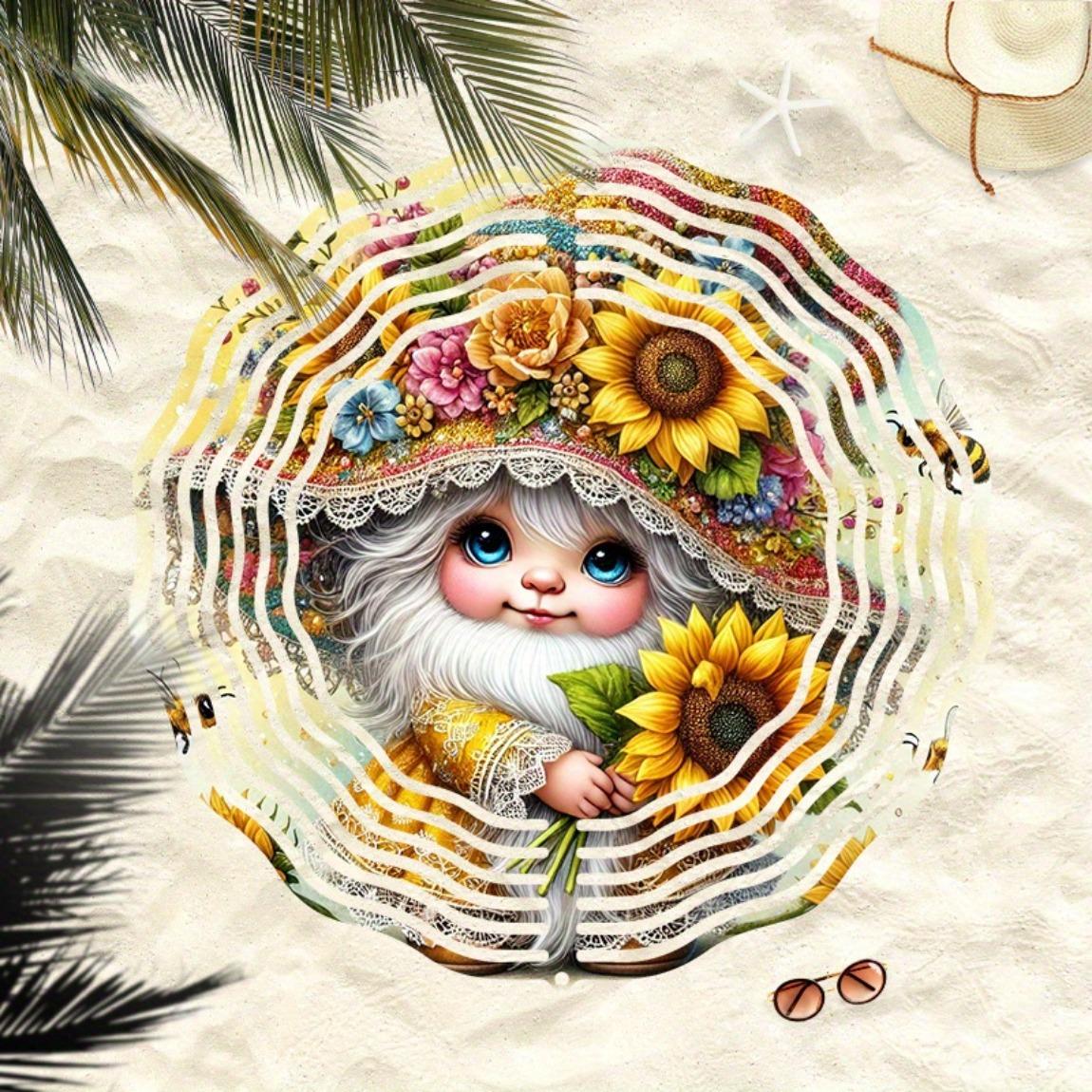 Smiling Gnome Wind Chime with Sunflowers Metal Outdoor Garden Decor Rotating Windmill Whimsical Durable No Battery Needed for Home Yard
Smiling Gnome Wind Chime with Sunflowers Metal Outdoor Garden Decor Rotating Windmill Whimsical Durable No Battery Needed for Home Yard