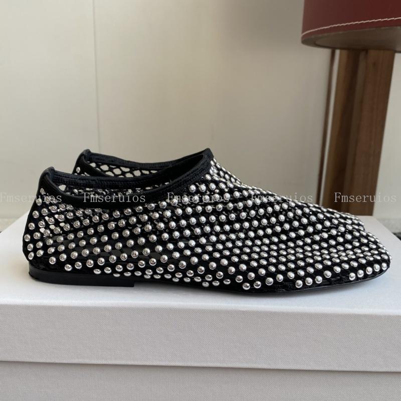 Новая женская повседневная обувь с квадратным носком, слипоны, сетчатые, с вырезами, плоская, со стразами, однотонная, высокого качества, летние, пляжные, для платья, праздничные сандалии 40 серебряный