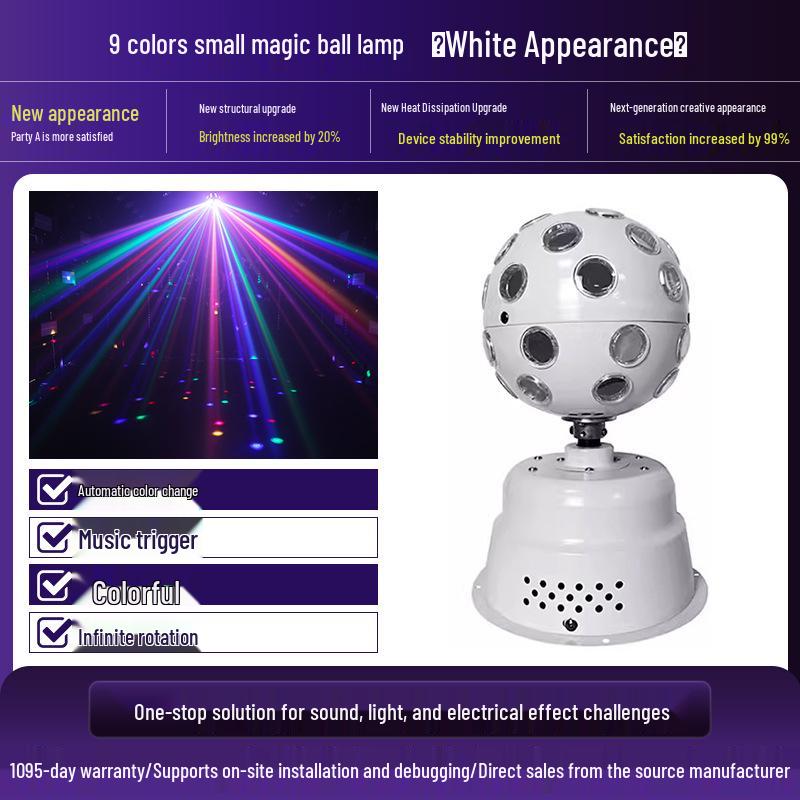 High Brightness LED Magic Ball: Nine Colors, Seven Color Rotating, Voice-Activated Strobe Light for KTV and Private Rooms. Brand selection
High Brightness LED Magic Ball: Nine Colors, Seven Color Rotating, Voice-Activated Strobe Light for KTV and Private Rooms. Brand selection