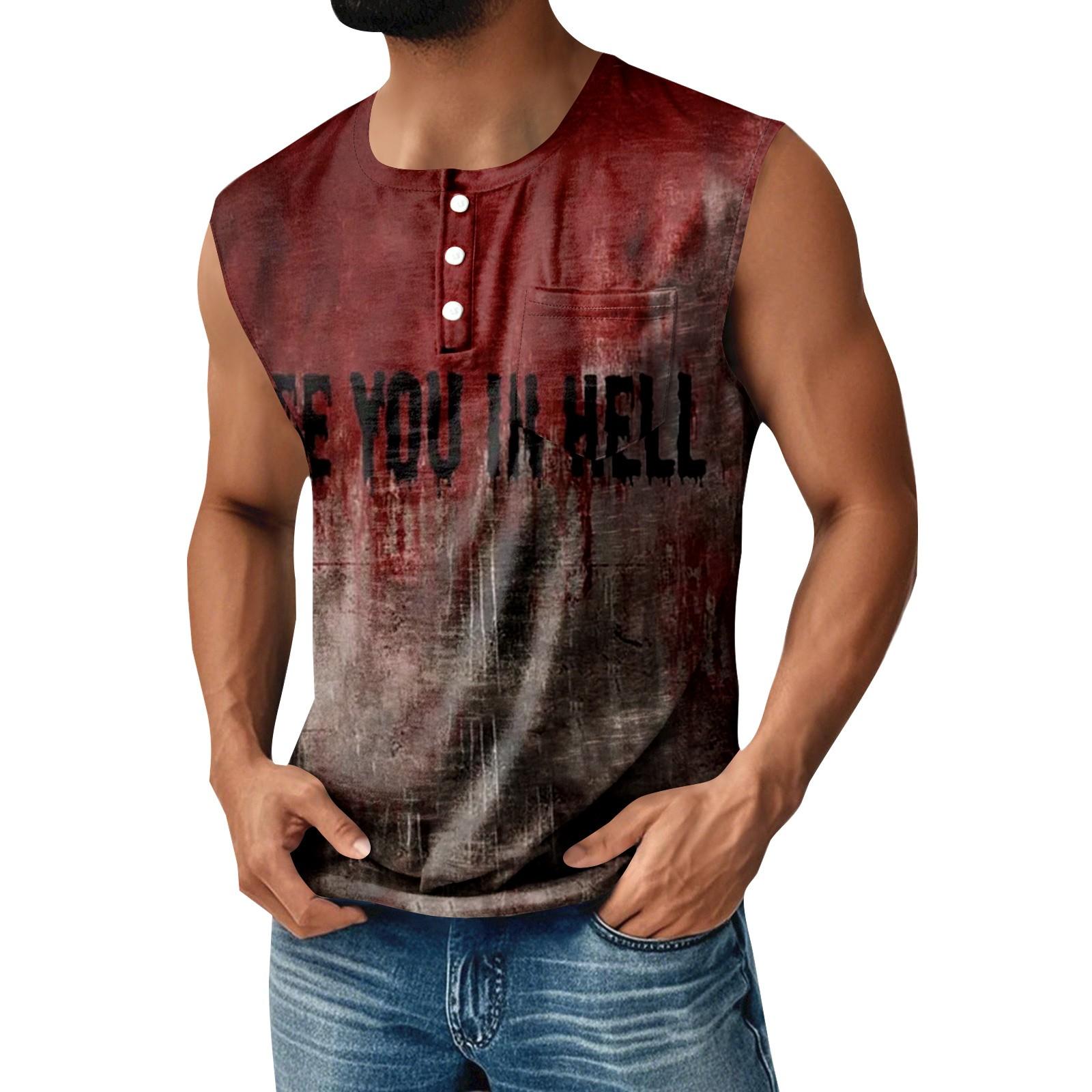 Men s Halloween Printed Sports Button Pocket Sleeveless Vest L
Men s Halloween Printed Sports Button Pocket Sleeveless Vest L