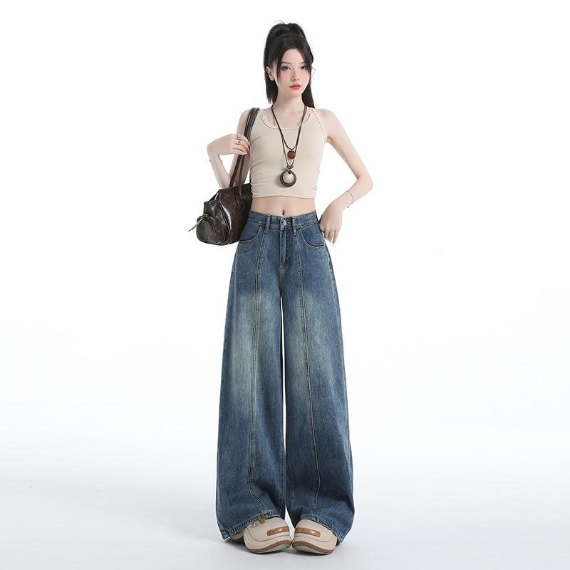 Женские джинсы с высокой талией в стиле ретро прямого кроя - Свободные, стройнящие, длиной до пола, для осени Small
Женские джинсы с высокой талией в стиле ретро прямого кроя - Свободные, стройнящие, длиной до пола, для осени Small