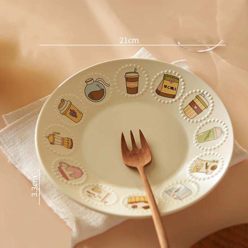 Легкая Роскошь Круглые Керамические Тарелки Посуда Отель Обеденная Тарелка Изысканная Тарелка для Фруктов Салата Домашние Вкусные Миски для Рамена