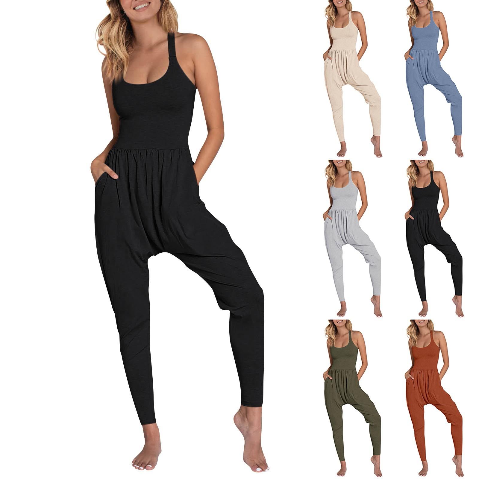 Women s Fashionable Solid Color Sleeveless Round Neck Cross Back Casual Loose Jumpsuit L чорний
Women s Fashionable Solid Color Sleeveless Round Neck Cross Back Casual Loose Jumpsuit L чорний