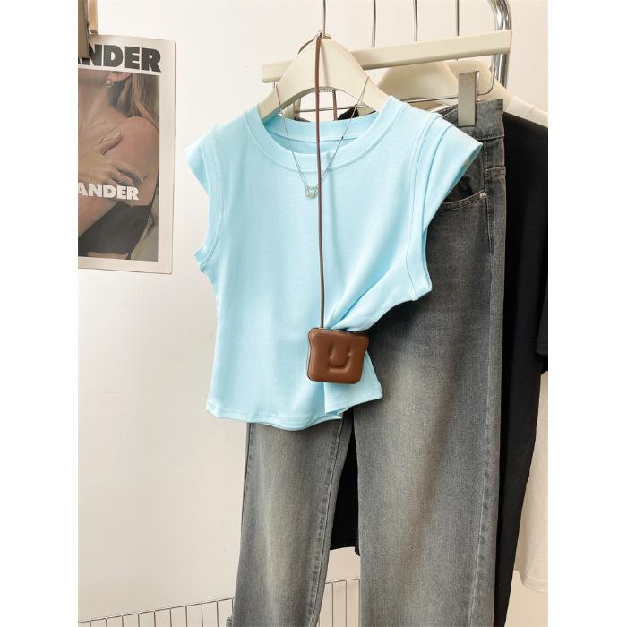 Special summer round neck flying sleeves blue T-shirt women s design sense niche slim sleeveless top tide S
Special summer round neck flying sleeves blue T-shirt women s design sense niche slim sleeveless top tide S