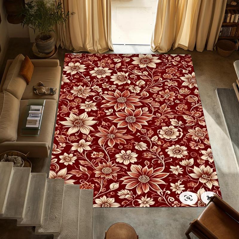 2D Rich Red Floral Area Rug Non Slip Washable Floor Carpet with Lush Botanical and Dragonfly Motifs for Living Room Bedroom 40X60CM
2D Rich Red Floral Area Rug Non Slip Washable Floor Carpet with Lush Botanical and Dragonfly Motifs for Living Room Bedroom 40X60CM