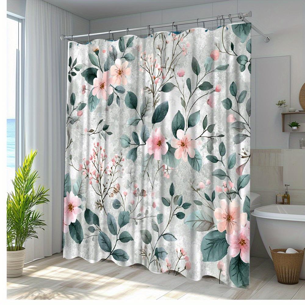 1Pc Floral Bath Curtain With 12 Hooks - Botanical Pink Flowers & Green Leaves Design, Polyester Fabric Shower Curtain W60H190(CM)-1 Pcs
1Pc Floral Bath Curtain With 12 Hooks - Botanical Pink Flowers & Green Leaves Design, Polyester Fabric Shower Curtain W60H190(CM)-1 Pcs