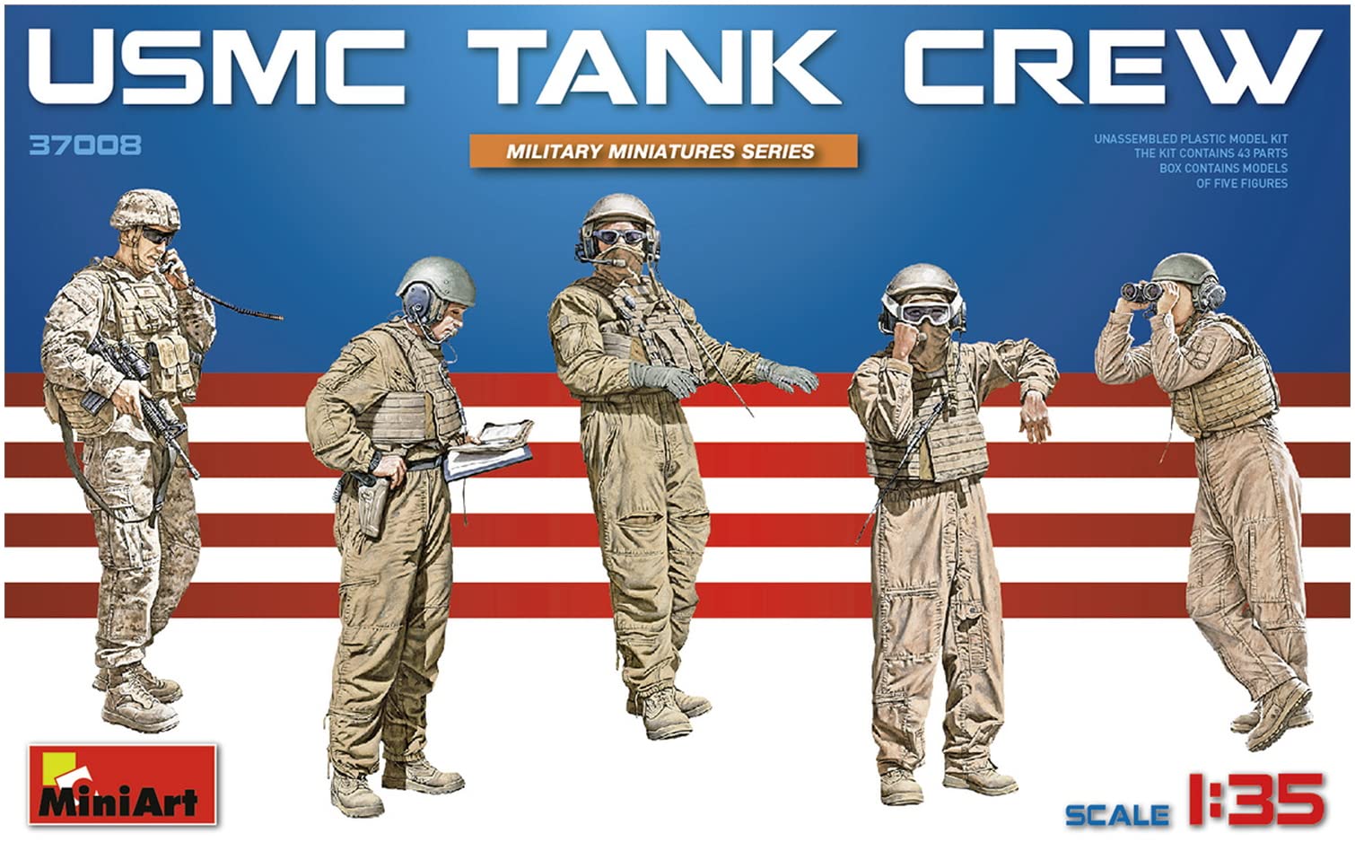 Miniart US Navy Marine Corps Tank Crew Plastic Model MA37008 1/35 (5-piece set)
Miniart US Navy Marine Corps Tank Crew Plastic Model MA37008 1/35 (5-piece set)