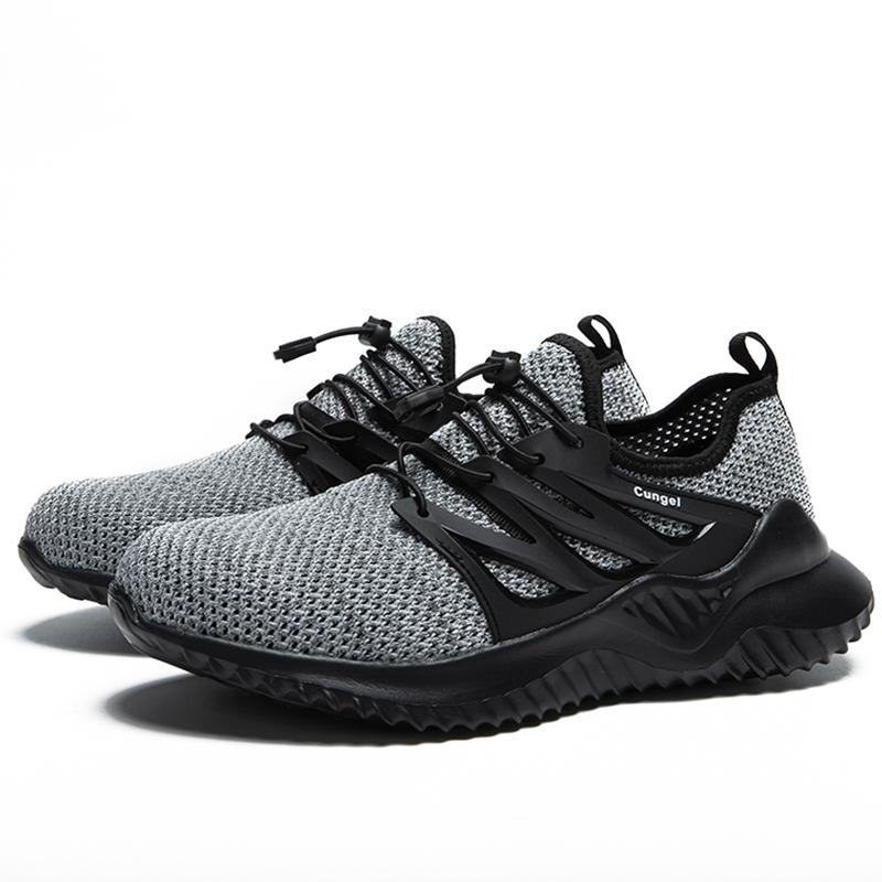 Спортивная обувь со стальным носком, стильная мужская дышащая защитная обувь, устойчивая к ударам и ударам, рабочая обувь для ног, кроссовки со стальным носком 46 серый