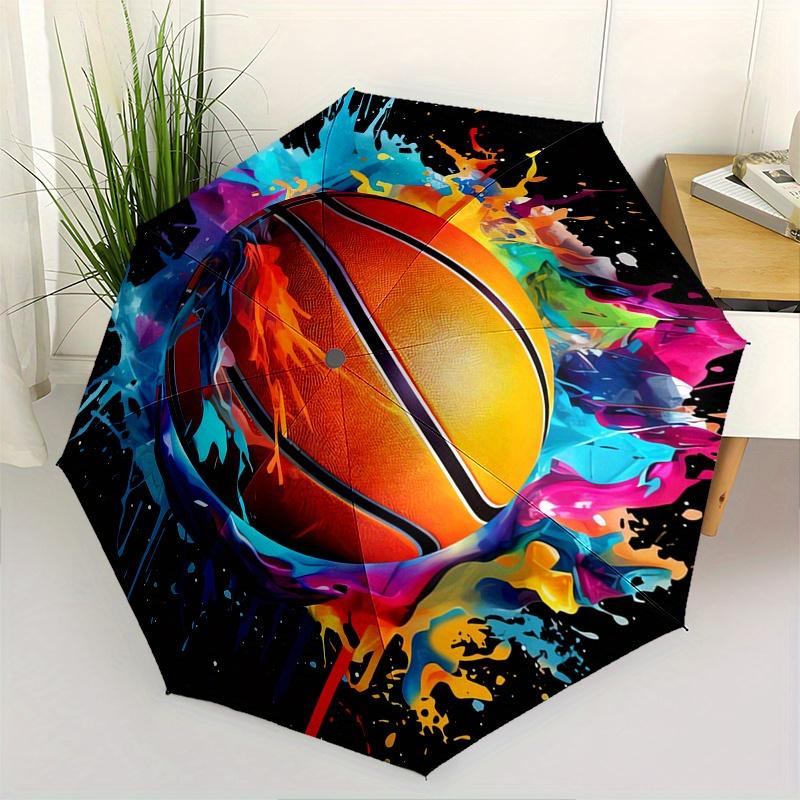 Basketball, Splash Art Automatic folding umbrella simple eight rib design, bright color pattern, durable iron frame, ideal for travel and o
Basketball, Splash Art Automatic folding umbrella simple eight rib design, bright color pattern, durable iron frame, ideal for travel and o