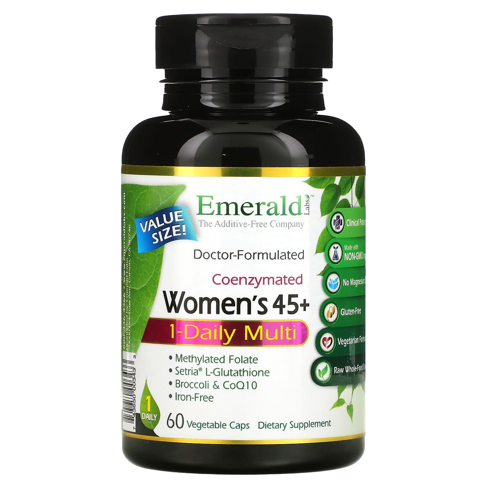 Emerald Laboratories, Coenzymated Women s One-Daily Multi for Ages 45 and Over, 60 Veggie Capsules
Emerald Laboratories, Coenzymated Women s One-Daily Multi for Ages 45 and Over, 60 Veggie Capsules