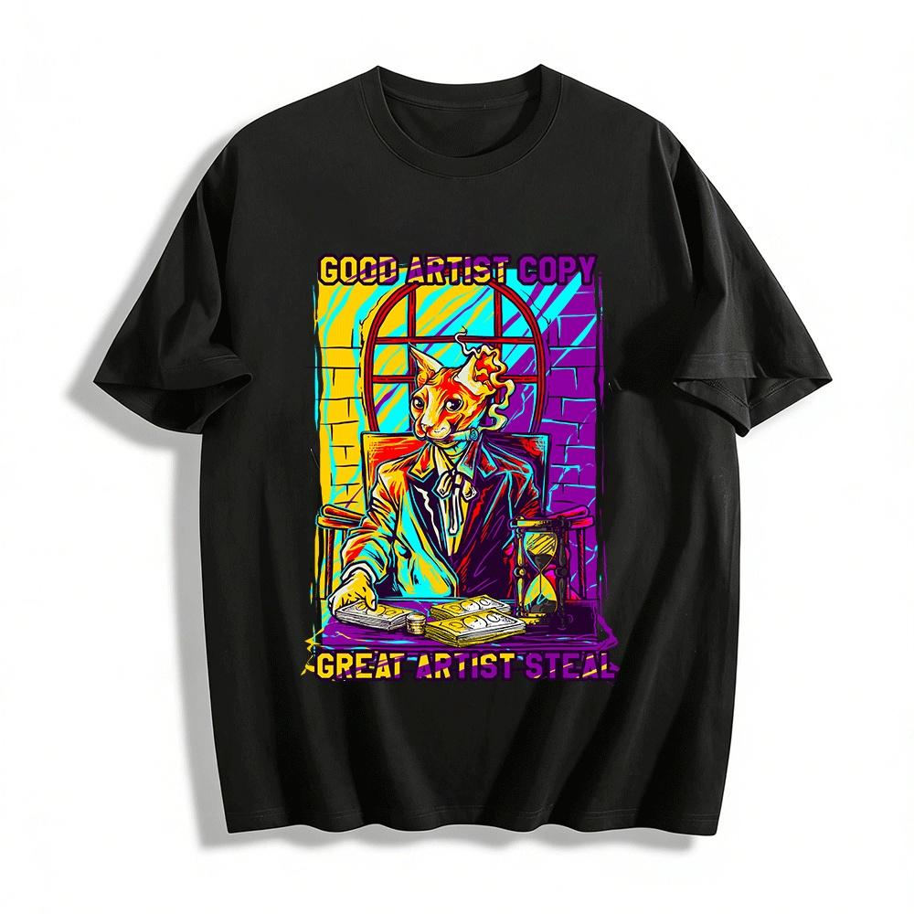 Good Artist Copy Great Artist Steal Sphynx Cat Graphic Tee Pure cotton T-shirt XXS
Good Artist Copy Great Artist Steal Sphynx Cat Graphic Tee Pure cotton T-shirt XXS