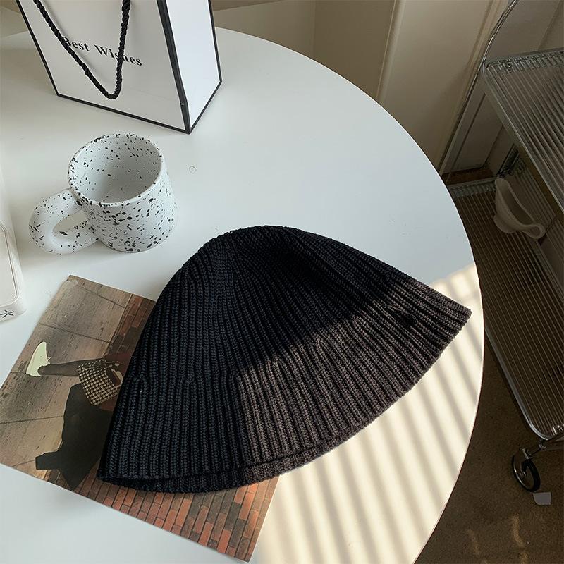 Бейсболка Темперамент Девочки Однотонная Вязаная Шляпа Рыбака Корейский Стиль Широкие Поля Открывающая Лицо Маленькая Настольная Лампа Шляпа M(56-58cm)