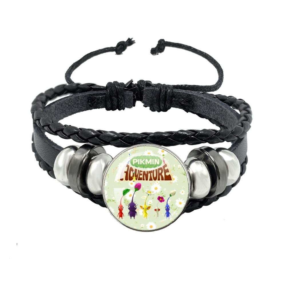 Creative Game Pikmin Cartoon Button Rope Button Glass Cabochon Handmade Black Leather Bracelet Jewelry Charm Gift
Creative Game Pikmin Cartoon Button Rope Button Glass Cabochon Handmade Black Leather Bracelet Jewelry Charm Gift