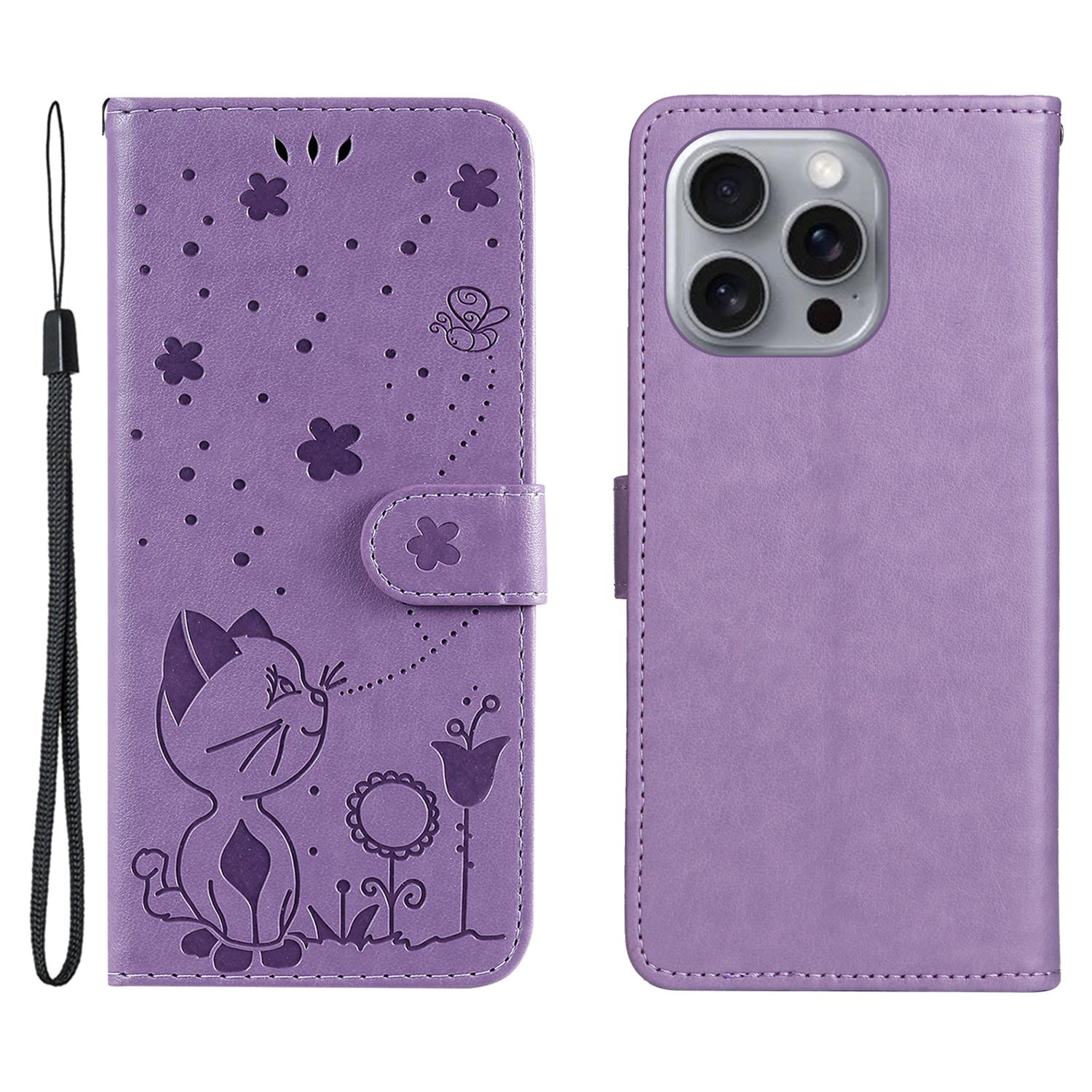 For iPhone 16 Pro Max Leather Case Cat Bee Pattern Phone Cover Wallet Stand with Strap Purple
For iPhone 16 Pro Max Leather Case Cat Bee Pattern Phone Cover Wallet Stand with Strap Purple
