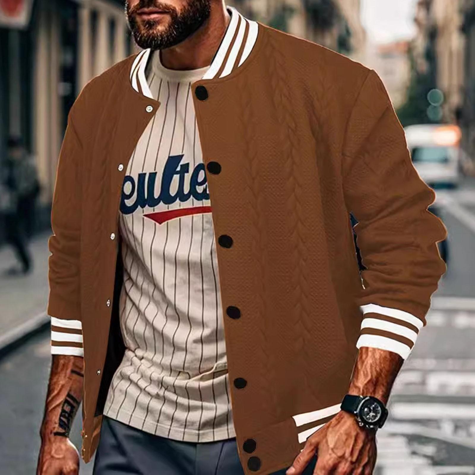 Мужская бейсбольная куртка весна-осень с грудкой, модная мужская однотонная бейсбольная куртка-кардиган M кофейный
Мужская бейсбольная куртка весна-осень с грудкой, модная мужская однотонная бейсбольная куртка-кардиган M кофейный