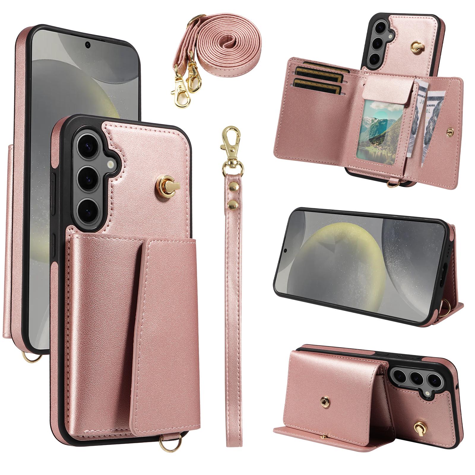 Для Samsung Galaxy S25+/S24+ Чехол-кроссбоди для телефона с держателем для карт и подставкой, покрытый кожей ТПУ чехол для мобильного телефона Rose Gold
Для Samsung Galaxy S25+/S24+ Чехол-кроссбоди для телефона с держателем для карт и подставкой, покрытый кожей ТПУ чехол для мобильного телефона Rose Gold