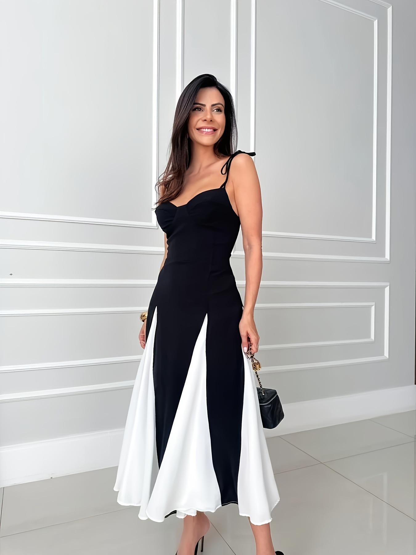 Elegant Black & White Color Block Long Slit Dress with Tie-up Camisole XXL чёрный/белый
Elegant Black & White Color Block Long Slit Dress with Tie-up Camisole XXL чёрный/белый