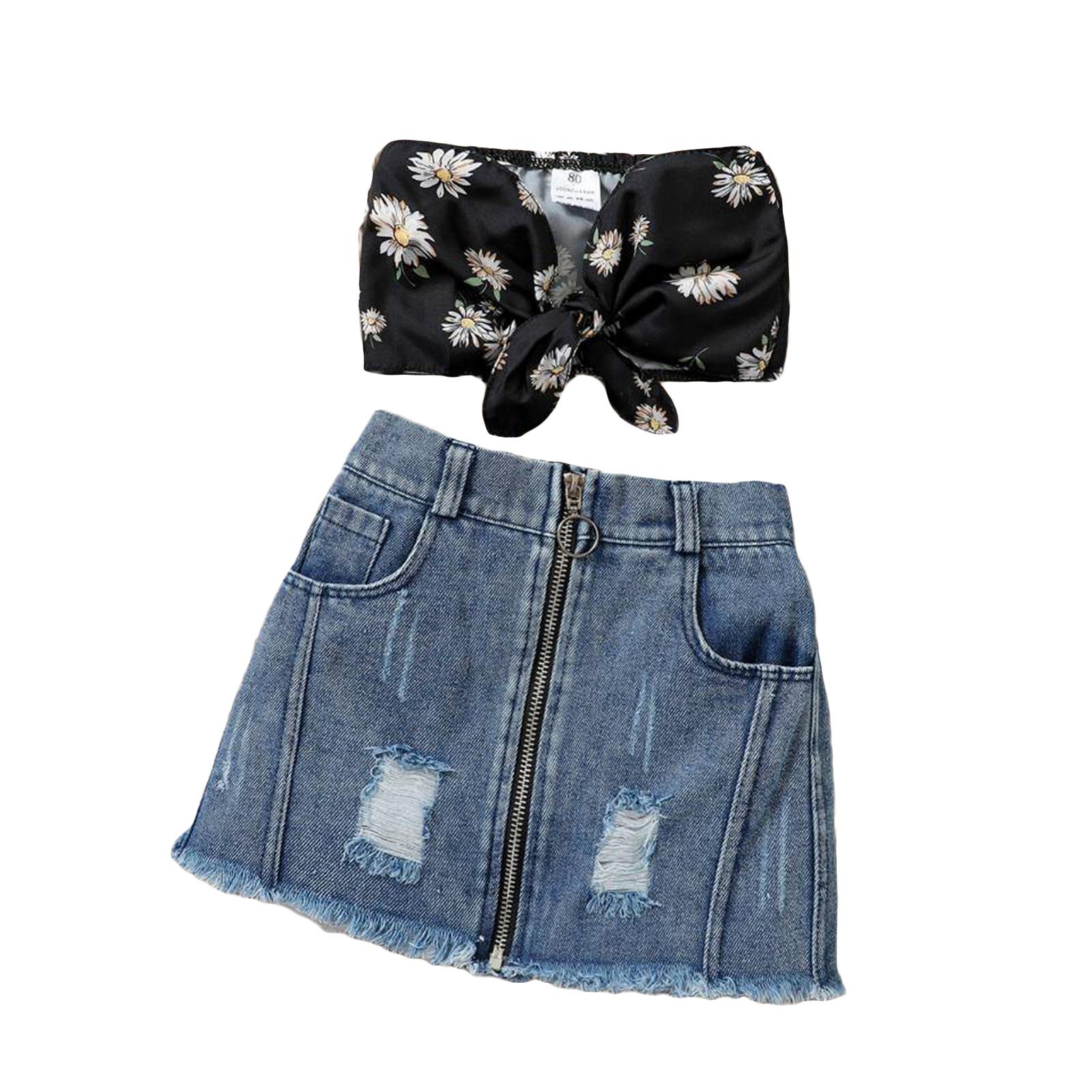 Комплект детского костюма из 2 предметов: топ без рукавов и без бретелек с принтом ромашки для малышей + рваная джинсовая юбка, 1–6 лет
Комплект детского костюма из 2 предметов: топ без рукавов и без бретелек с принтом ромашки для малышей + рваная джинсовая юбка, 1–6 лет