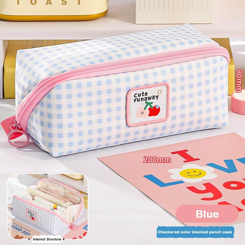 Checkered Pattern Pencil Pouch Large Capacity Pen Box Fashion Stationery Organizer School Supplies синій
Checkered Pattern Pencil Pouch Large Capacity Pen Box Fashion Stationery Organizer School Supplies синій
