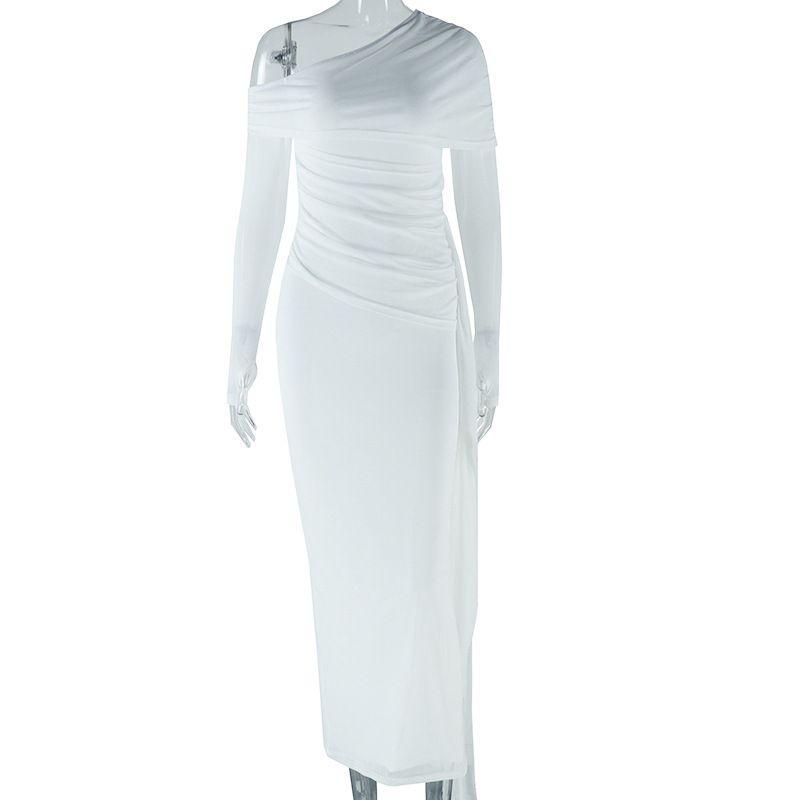 Fashion Style Women s Clothing Pure Color Dress Sexy off-Shoulder Collar Long Sleeve Mesh Patchwork Temperament Dress White S
Fashion Style Women s Clothing Pure Color Dress Sexy off-Shoulder Collar Long Sleeve Mesh Patchwork Temperament Dress White S
