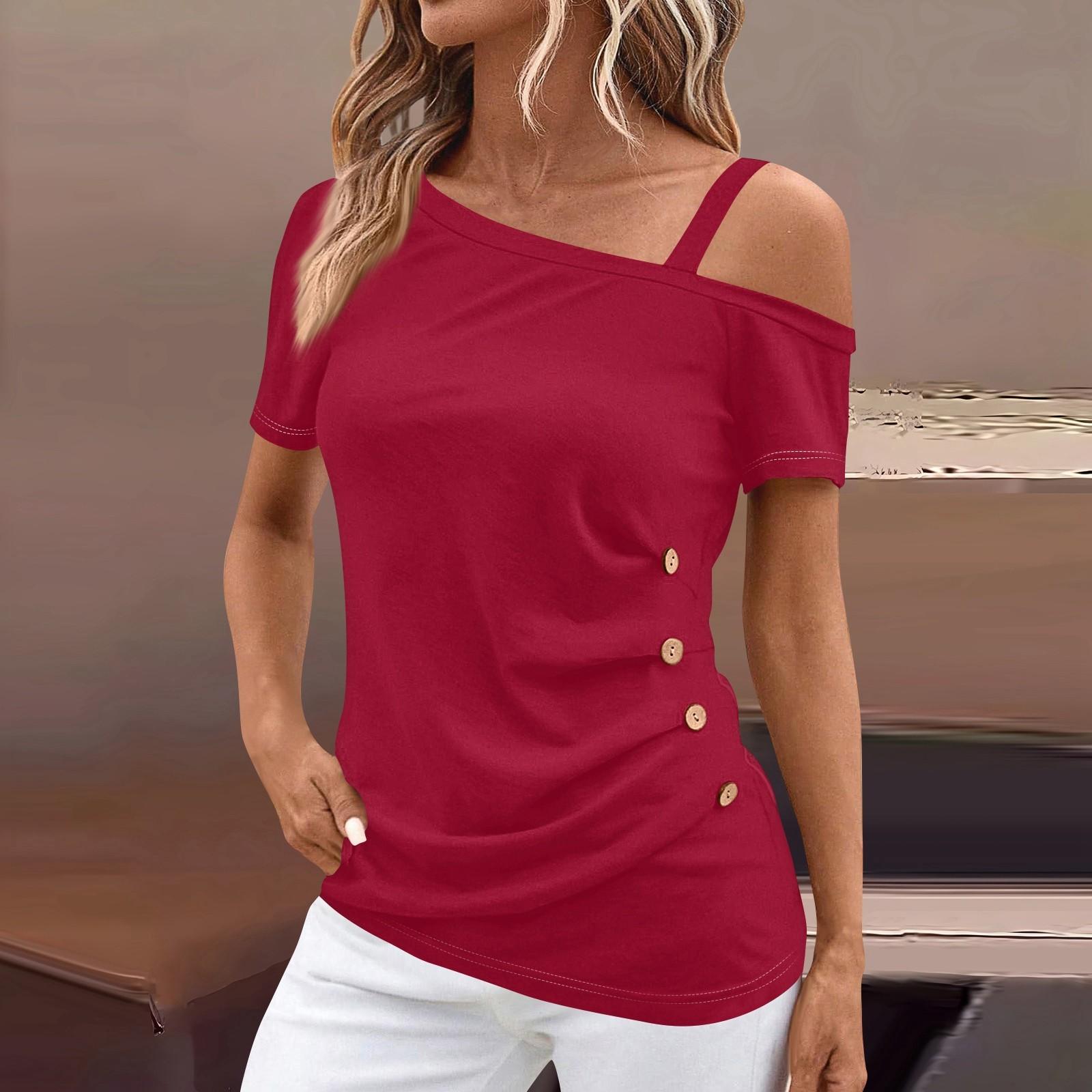 Женские топы с открытыми плечами, плиссированные однотонные футболки с асимметричным вырезом и короткими рукавами L винный
Женские топы с открытыми плечами, плиссированные однотонные футболки с асимметричным вырезом и короткими рукавами L винный