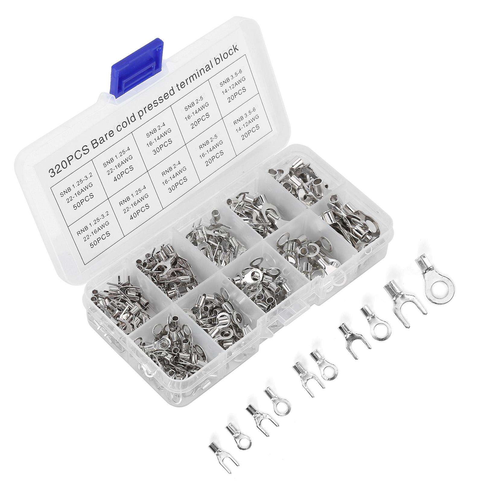 320 шт. Неізольовані кільцеві клеми Мідні вилкові клеми OTUT Набір електричних дротових з єднувачів
320 шт. Неізольовані кільцеві клеми Мідні вилкові клеми OTUT Набір електричних дротових з єднувачів