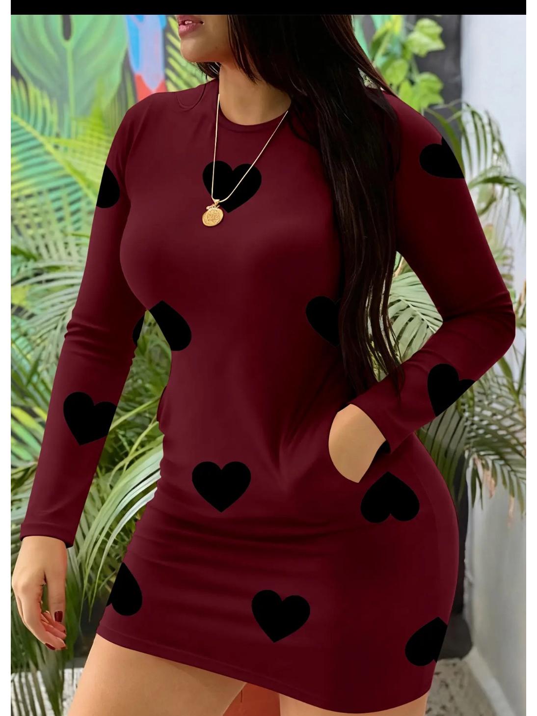 Heart Print Long Sleeve Nightgown: Comfortable, Casual Women s Dress S кирпич красный
Heart Print Long Sleeve Nightgown: Comfortable, Casual Women s Dress S кирпич красный