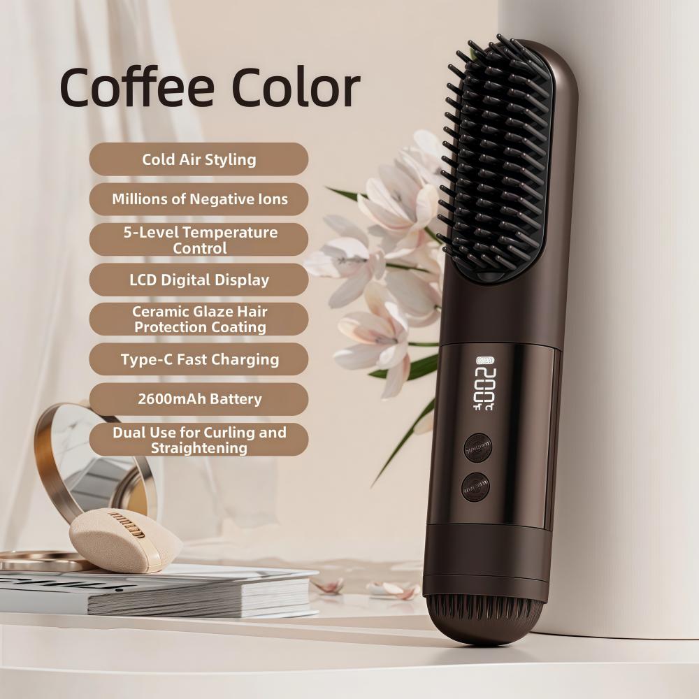 Ionic & Ceramic Care Straightening Brush 3 Heat Settings Wireless Shaping Brush For All Hair Types кавовий
Ionic & Ceramic Care Straightening Brush 3 Heat Settings Wireless Shaping Brush For All Hair Types кавовий