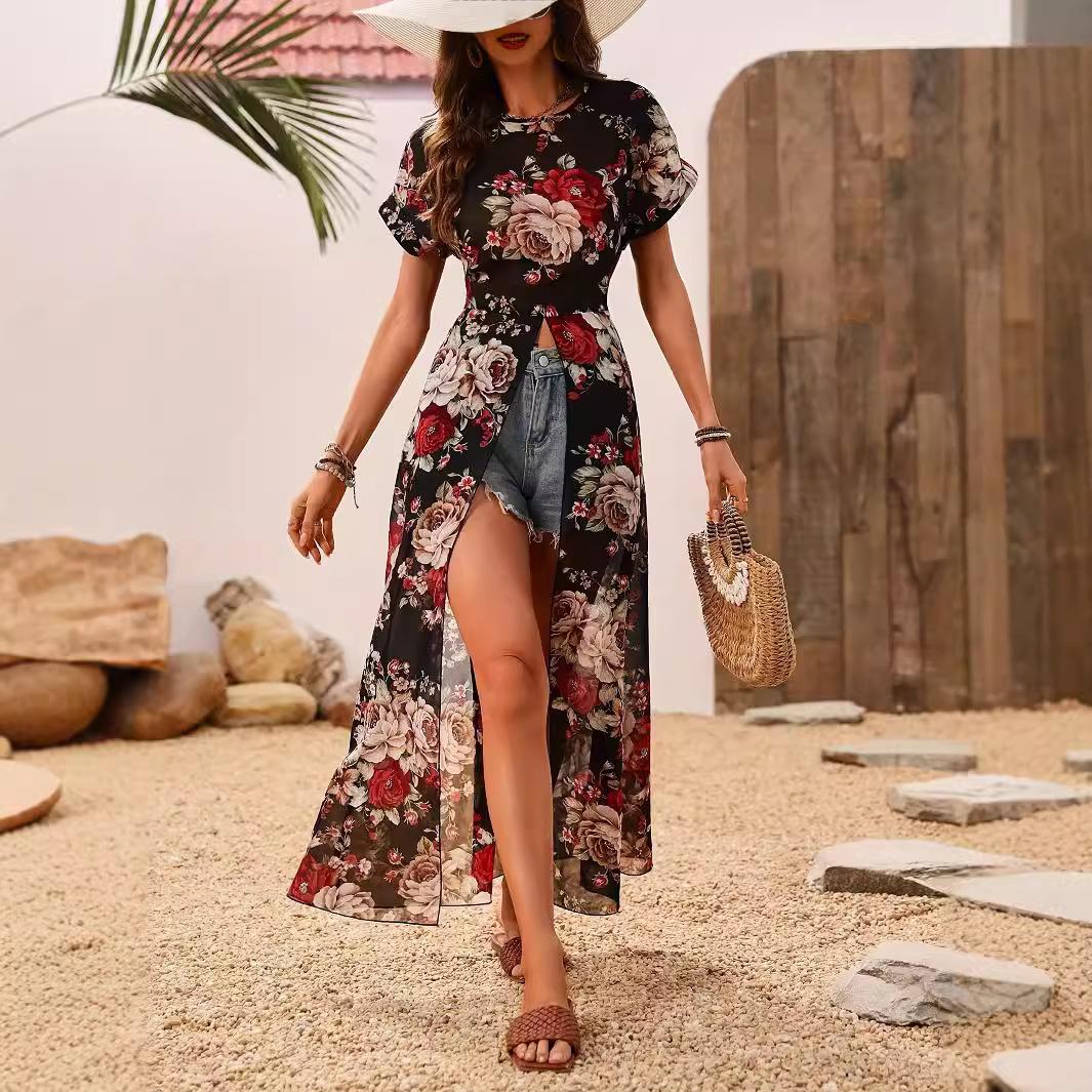 Women s Fashion Summer Spring Flower Pattern Print Short Sleeve O-Neck High Waist Casual Dresses L
Women s Fashion Summer Spring Flower Pattern Print Short Sleeve O-Neck High Waist Casual Dresses L
