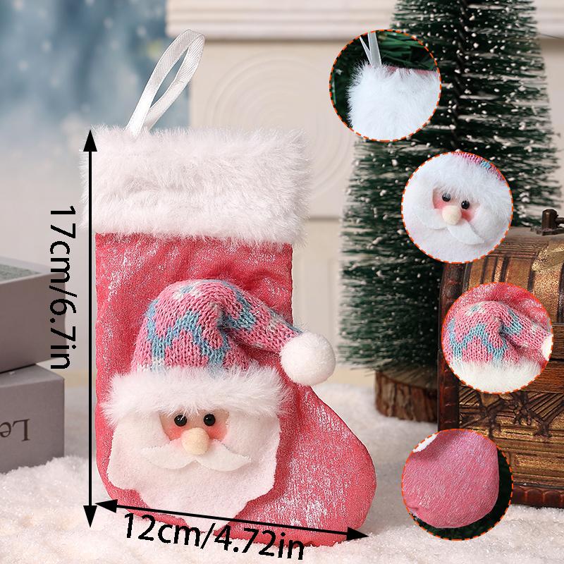 1pc Blue/Pink Christmas Stocking, Stocking Decorated With Santa Claus, Snowman And Elk Head, Plush Stocking With A Cuff 12x17cm
1pc Blue/Pink Christmas Stocking, Stocking Decorated With Santa Claus, Snowman And Elk Head, Plush Stocking With A Cuff 12x17cm