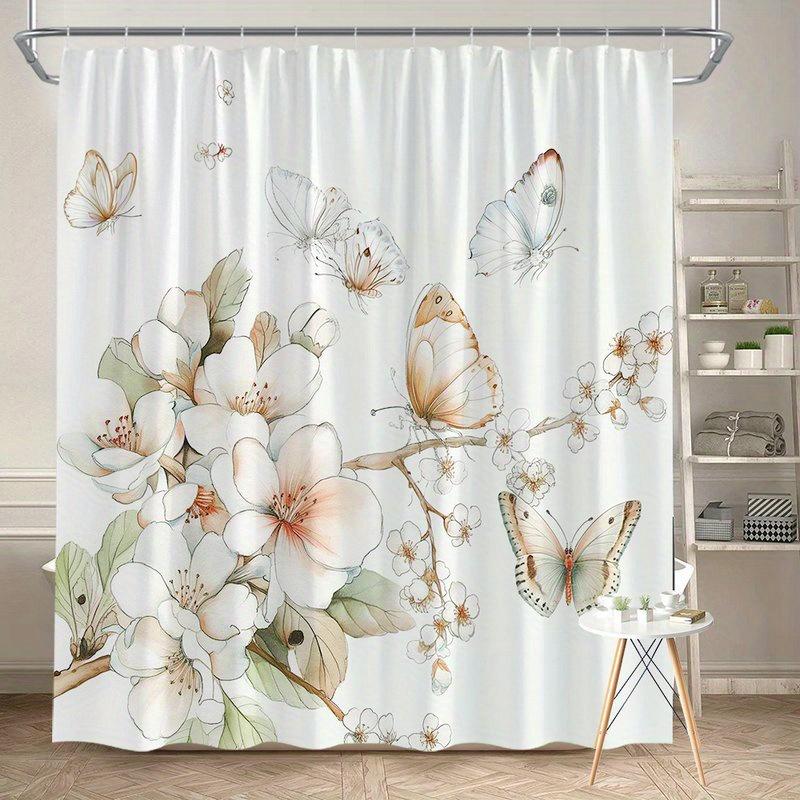 1Pc Watercolor Floral Butterfly Shower Curtain - Polyester Fabric, Machine Washable, With Hook, Suitable For Bathroom Decoration W60H190(CM)-1 Pcs
1Pc Watercolor Floral Butterfly Shower Curtain - Polyester Fabric, Machine Washable, With Hook, Suitable For Bathroom Decoration W60H190(CM)-1 Pcs