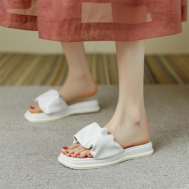 Meotina/женские шлепанцы с квадратным носком на платформе, сандалии на плоской подошве, плиссированные женские модные повседневные тапочки, летние весенние туфли желтого, бежевого цвета 
Meotina/женские шлепанцы с квадратным носком на платформе, сандалии на плоской подошве, плиссированные женские модные повседневные тапочки, летние весенние туфли желтого, бежевого цвета