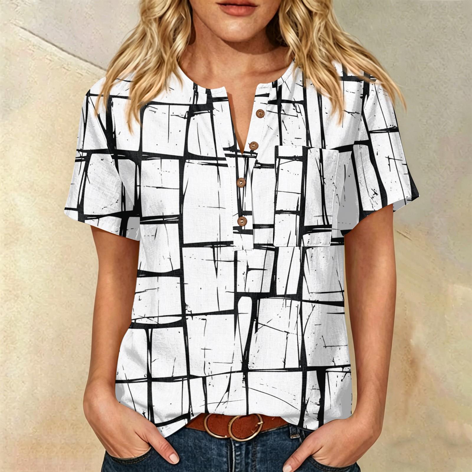 Women’s Fashion Printed Short Sleeve Cotton Linen Henley Shirt with Button Neckline and Front Chest Pocket for Casual Wear XXXL
Women’s Fashion Printed Short Sleeve Cotton Linen Henley Shirt with Button Neckline and Front Chest Pocket for Casual Wear XXXL