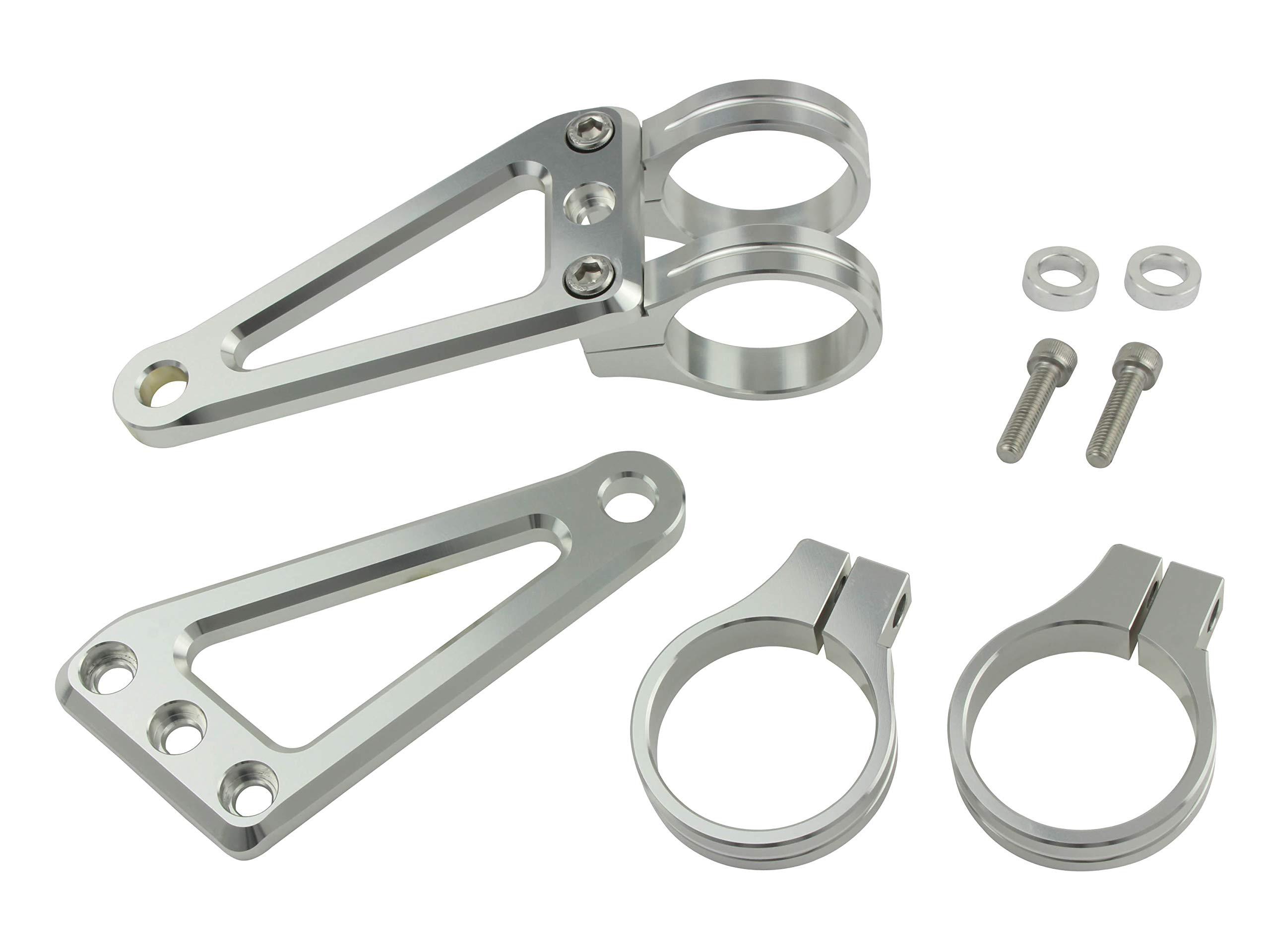 POSH FAITH Motorcycle Accessories Machined Horizon Long Headlight Stay 2 Circle Clamp Type Fork Diameter 41mm Silver 030049-03
POSH FAITH Motorcycle Accessories Machined Horizon Long Headlight Stay 2 Circle Clamp Type Fork Diameter 41mm Silver 030049-03