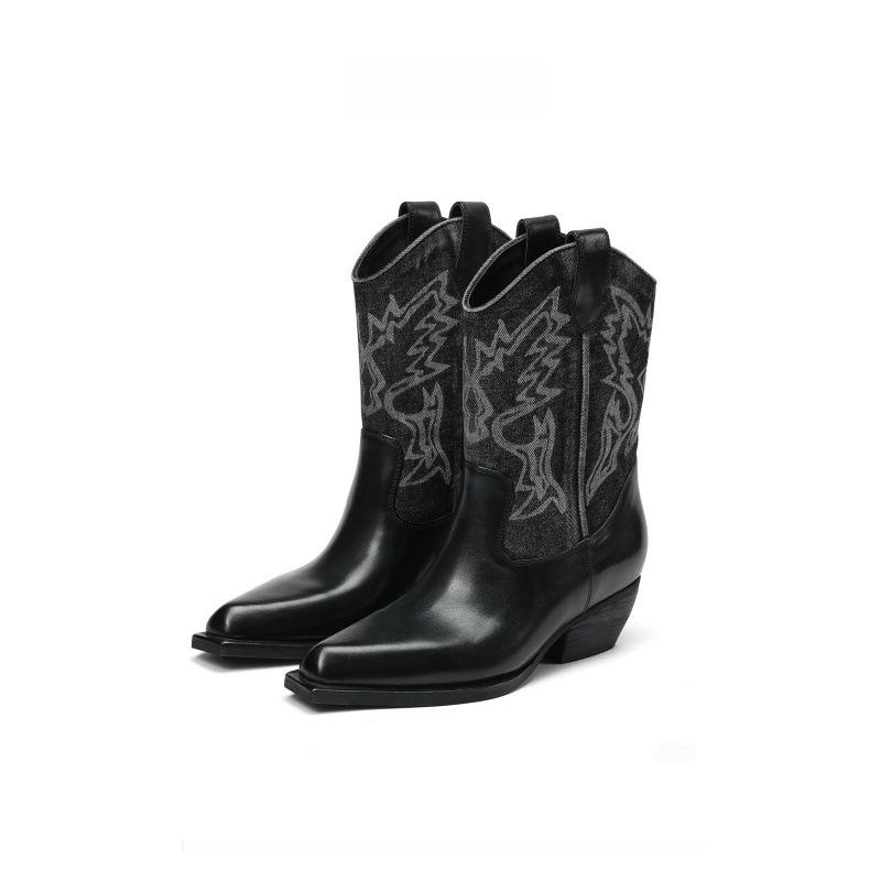 Cowhide version~ pointed thick heel engraved western cowboy boots for women, new color matching retro style short boots for women in autumn and winter 40
Cowhide version~ pointed thick heel engraved western cowboy boots for women, new color matching retro style short boots for women in autumn and winter 40