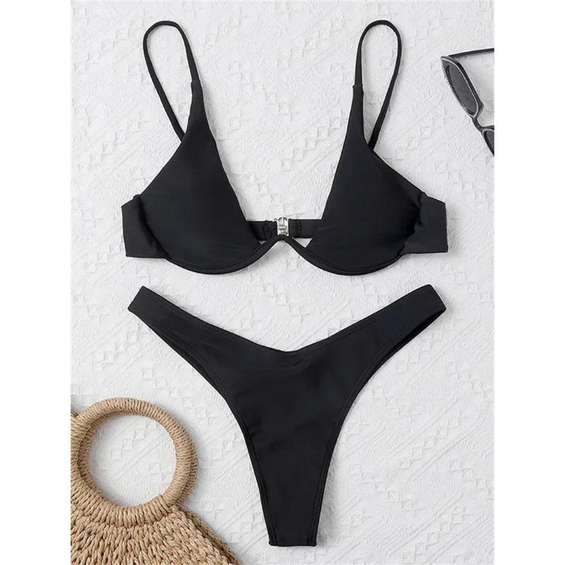 Sexy Underwire Bikini 2025 Mujer Women Solid Red Push Up Bra Thong Swimsuit Haler V Neck Bathing Suit Mini Micro Thong Swimwear S чорний
Sexy Underwire Bikini 2025 Mujer Women Solid Red Push Up Bra Thong Swimsuit Haler V Neck Bathing Suit Mini Micro Thong Swimwear S чорний
