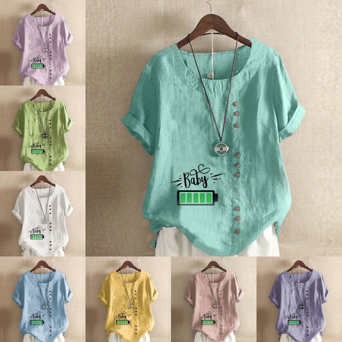 Women s Fashion Round Neck Short Sleeve T-shirt Casual Cotton Linen Graphic Shirt Leisure Loose Full Grid Electricity Prined Summer Blouse Tops
Women s Fashion Round Neck Short Sleeve T-shirt Casual Cotton Linen Graphic Shirt Leisure Loose Full Grid Electricity Prined Summer Blouse Tops