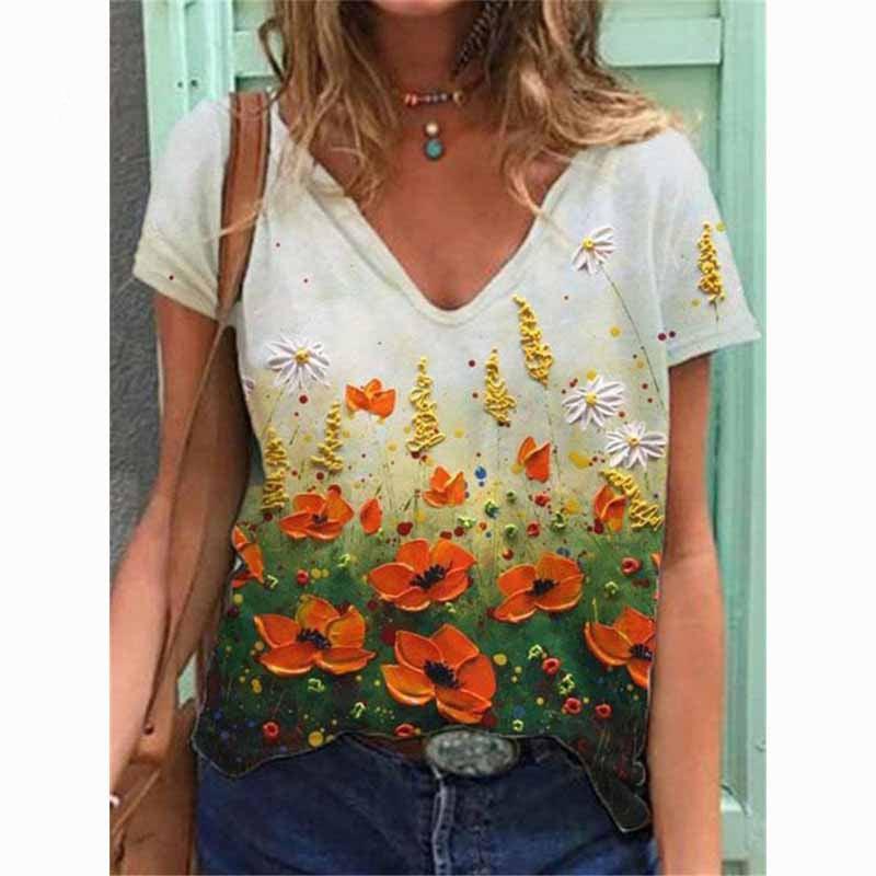 Summer Floral Flower Butterfly 3D Print T-Shirts Women Casual V-Neck Short Sleeve T Shirt Y2K Tees Harajuku Top Female Clothing XL
Summer Floral Flower Butterfly 3D Print T-Shirts Women Casual V-Neck Short Sleeve T Shirt Y2K Tees Harajuku Top Female Clothing XL
