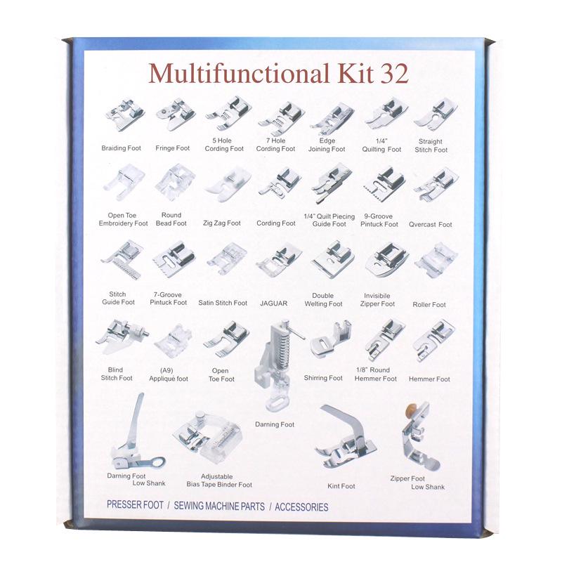 Набор из 32 штук Делюкс Многофункциональных прижимных лапок для швейной машины
Набор из 32 штук Делюкс Многофункциональных прижимных лапок для швейной машины