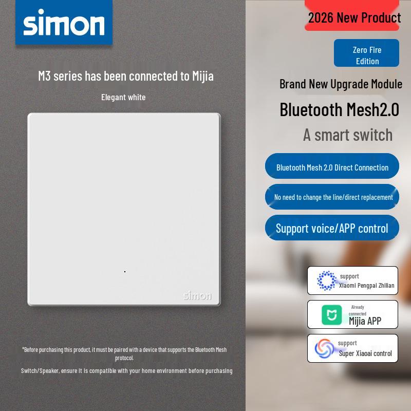 Simon M3 Smart Switch & Socket: Voice-Controlled, App-Integrated with Mijia.
Simon M3 Smart Switch & Socket: Voice-Controlled, App-Integrated with Mijia.