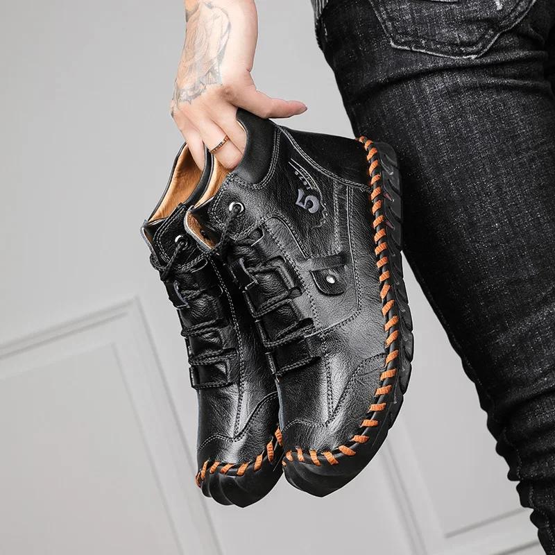 Outdoor Men s Leather Boots Fashion Men Casual Motorcycle Boots With Cotton Winter Men Ankle Boots Designer Roman male Sneakers 48 чорний
Outdoor Men s Leather Boots Fashion Men Casual Motorcycle Boots With Cotton Winter Men Ankle Boots Designer Roman male Sneakers 48 чорний