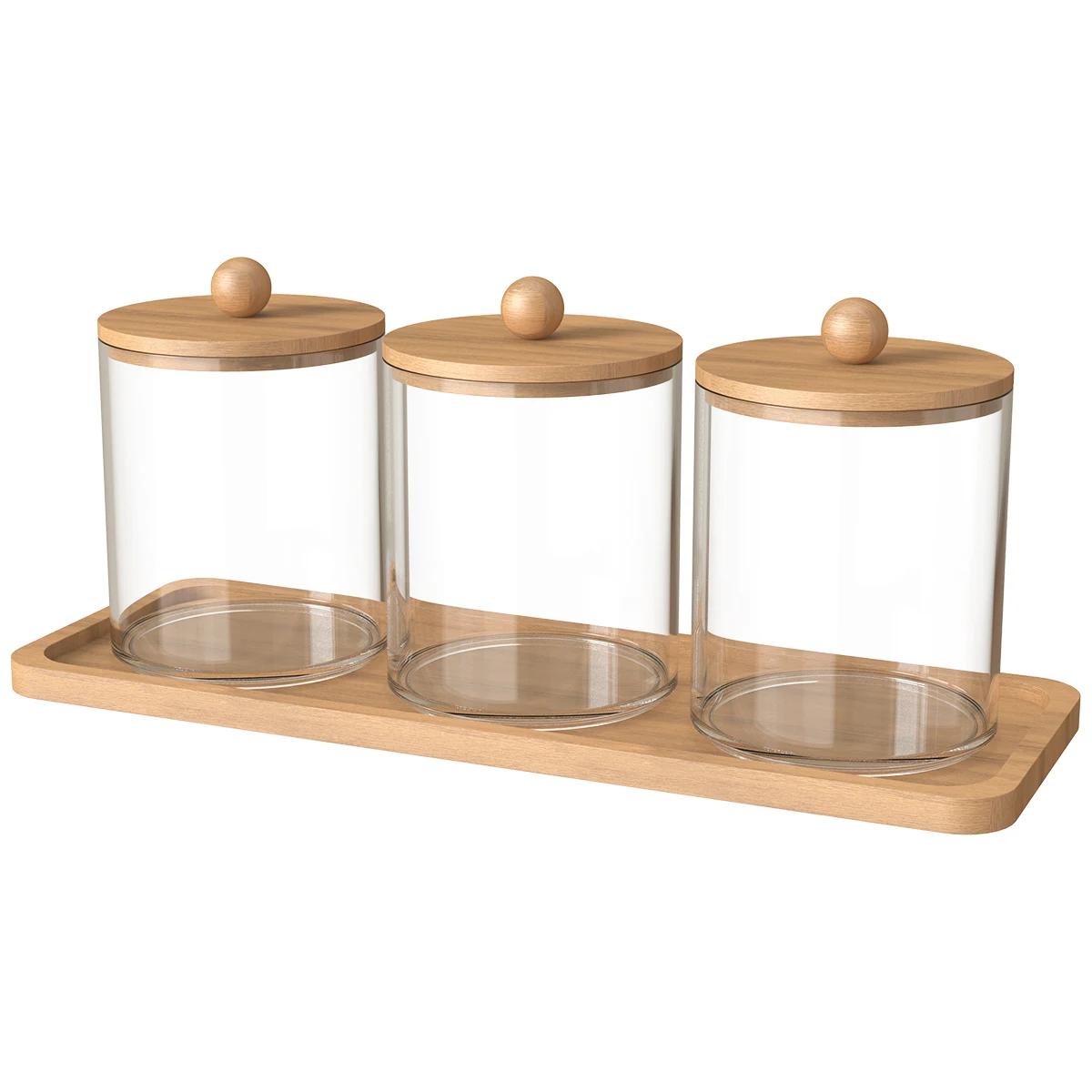 3Pcs Qtip Holder Dispenser with Bamboo Lids Clear Acrylic Bathroom Jars with Tray Cotton Swab Storage Dispenser Reusable
3Pcs Qtip Holder Dispenser with Bamboo Lids Clear Acrylic Bathroom Jars with Tray Cotton Swab Storage Dispenser Reusable