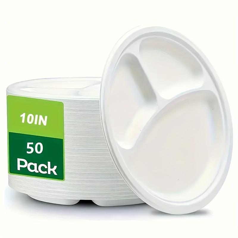 50 Pcs 10 - Inch 3 - Compartment Disposable Plates - Biodegradable for Meals, BBQ, Parties & Picnics 9inch-50pcs
50 Pcs 10 - Inch 3 - Compartment Disposable Plates - Biodegradable for Meals, BBQ, Parties & Picnics 9inch-50pcs