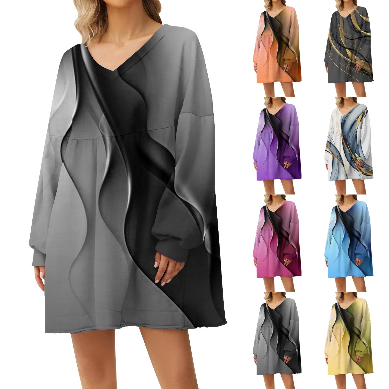 Women s Fashion Casual Line Print Large Sweatshirt V-Neck Long Sleeve Loose Dress L чорний
Women s Fashion Casual Line Print Large Sweatshirt V-Neck Long Sleeve Loose Dress L чорний