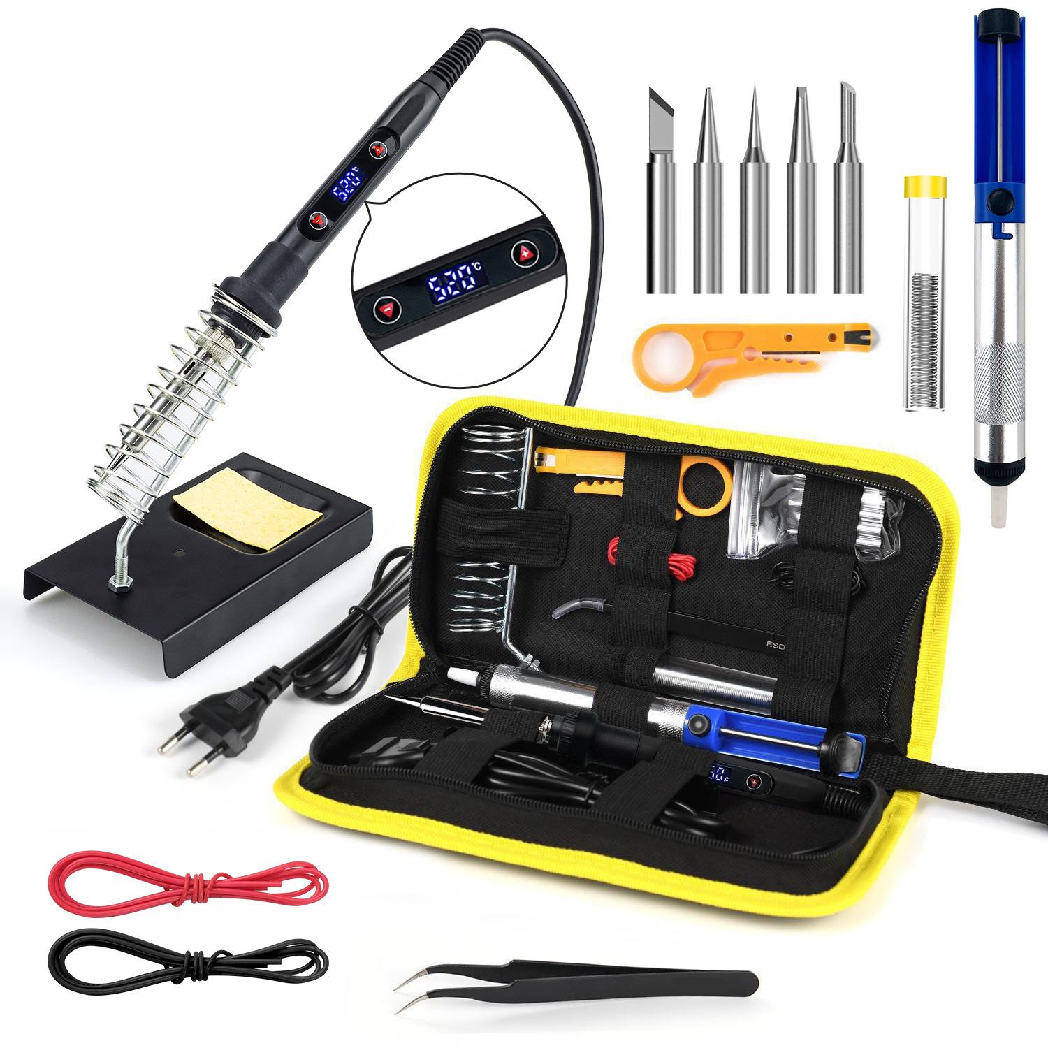 Набор цифрового паяльника 80 Вт: Регулируемая температура (220V) с ЖК-дисплеем, керамическим нагревателем, флюсом и 5 наконечниками для точной сварки 80 W&EU
Набор цифрового паяльника 80 Вт: Регулируемая температура (220V) с ЖК-дисплеем, керамическим нагревателем, флюсом и 5 наконечниками для точной сварки 80 W&EU