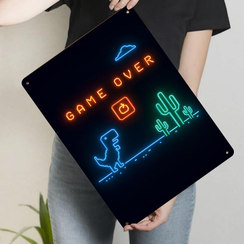 Game Over Neon Style Metal Wall Art Dinosaur Cactus Design Vintage Gaming Room Decor 20x30cm(7.8x11.8inch)
Game Over Neon Style Metal Wall Art Dinosaur Cactus Design Vintage Gaming Room Decor 20x30cm(7.8x11.8inch)
