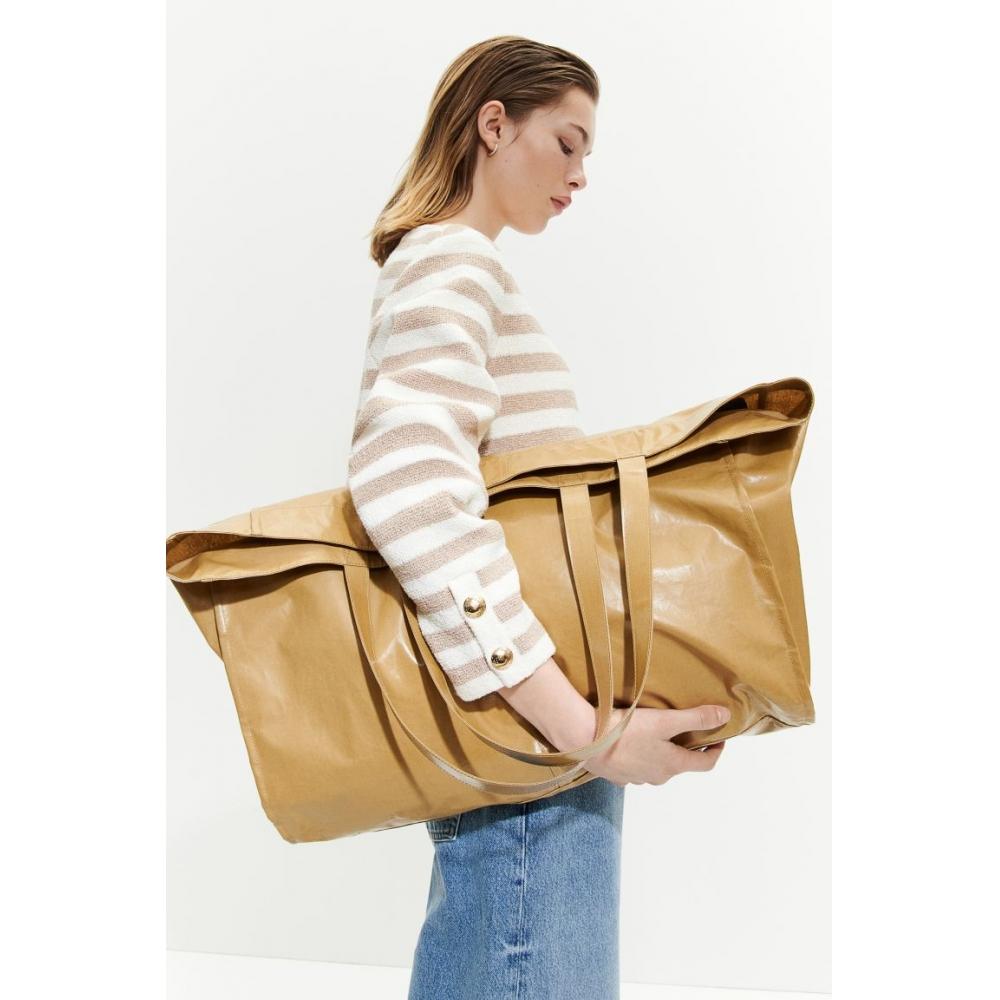 Вязаный кардиган HM белый бежевый в полоску 
Вязаный кардиган HM белый бежевый в полоску