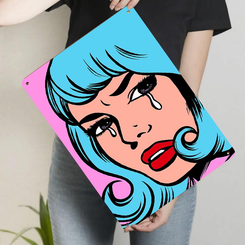 Pop Art Crying Girl Metal Wall Art Vintage Comic Style Home Decor for Living Room Bedroom Bar 20x30cm(7.8x11.8inch)
Pop Art Crying Girl Metal Wall Art Vintage Comic Style Home Decor for Living Room Bedroom Bar 20x30cm(7.8x11.8inch)