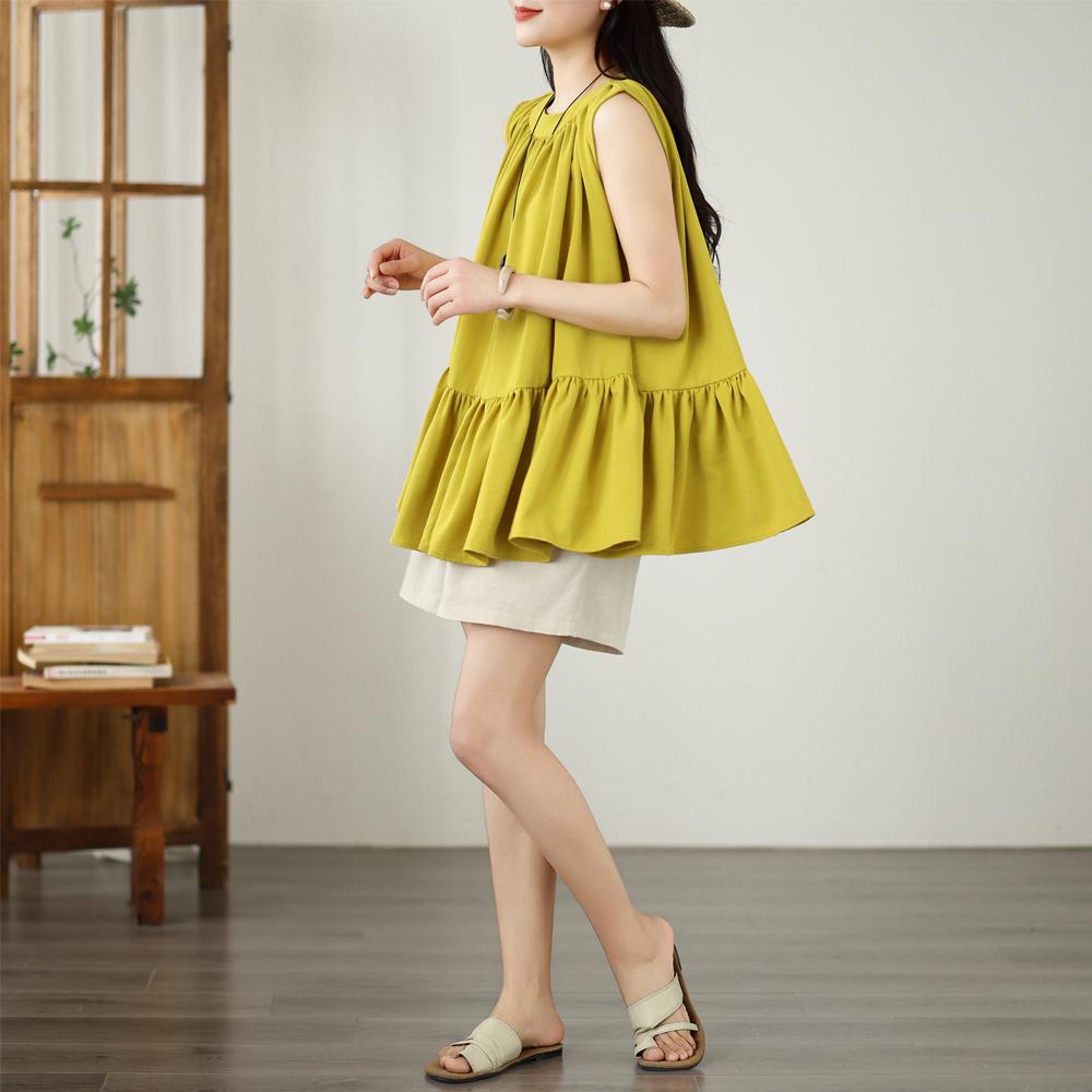 DIMANAF 2026 New Summer Plus Size Women Shirts Tees Solid Loose Blouse Button Sleeveless Casual Lady Tops Pleated 2XL жовтий
DIMANAF 2026 New Summer Plus Size Women Shirts Tees Solid Loose Blouse Button Sleeveless Casual Lady Tops Pleated 2XL жовтий